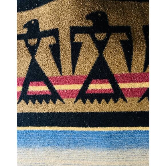 Vtg BIEDERLACK Blanket Throw Western Native Aztec Southwestern Thunderbird Eagle - Picture 3 of 14
